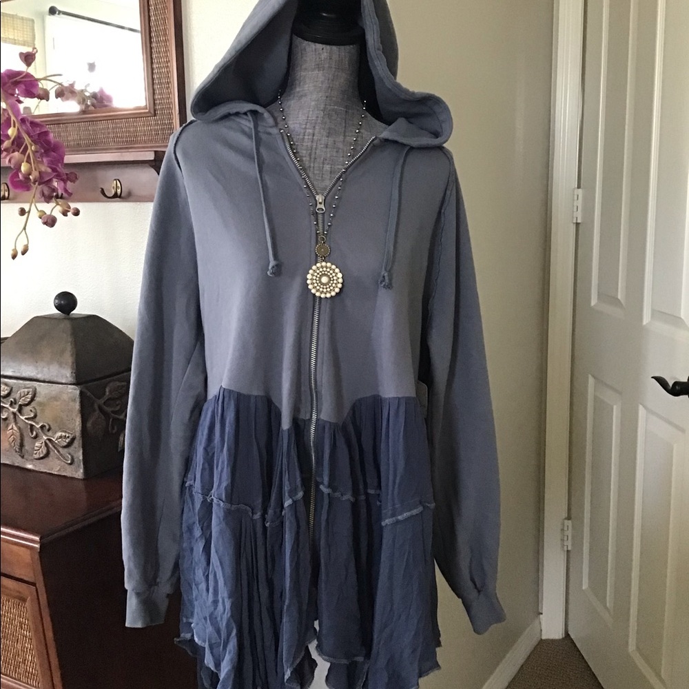 Free People Blue Hooded Cardigan - Picture 6 of 12
